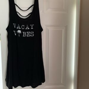 Black “vacay vibes” beach coverup